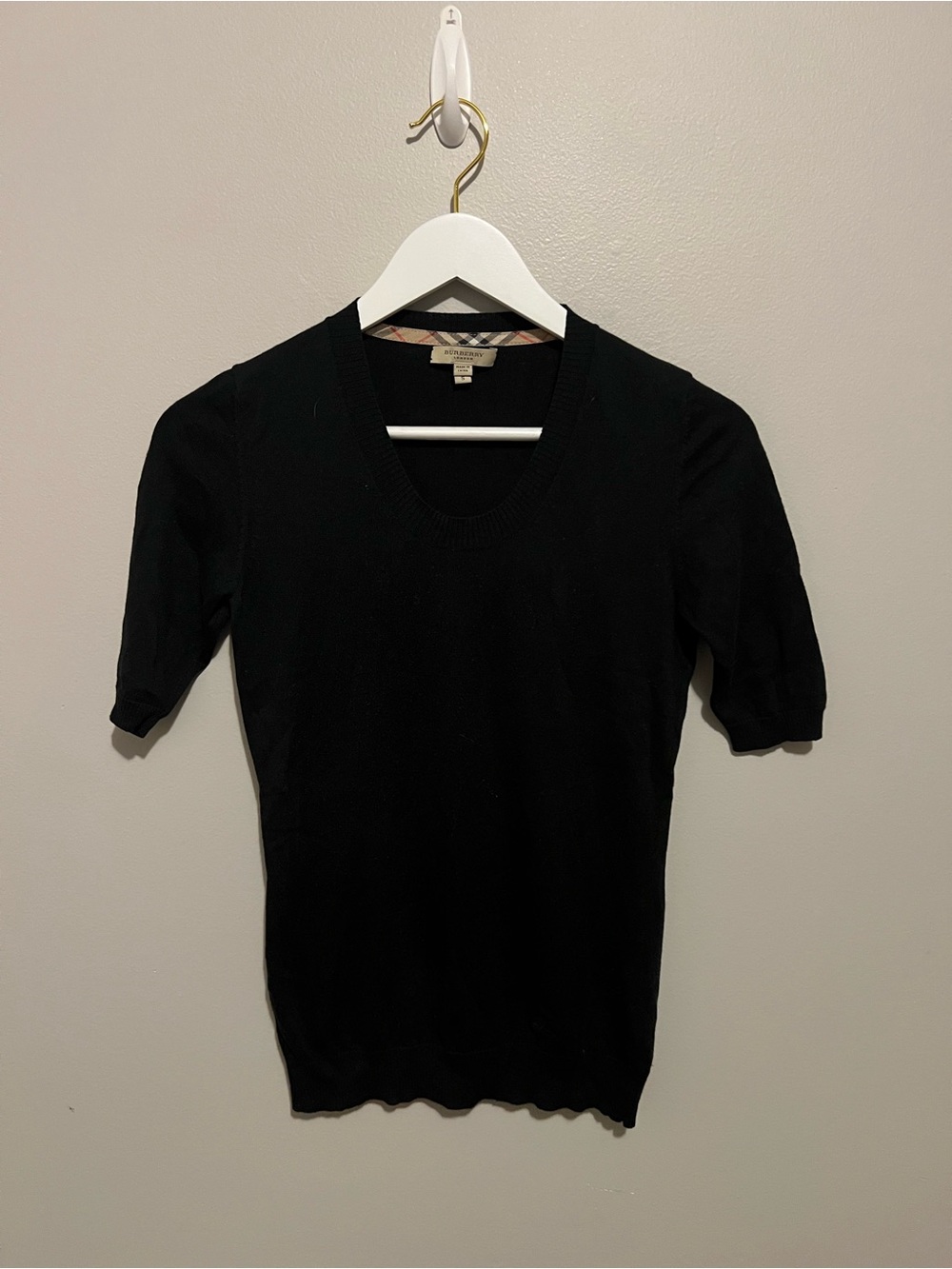 Burberry Black Short Sleeve Knit Top